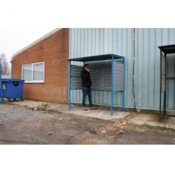Blue Smoking Shelter with Punched Steel Sides