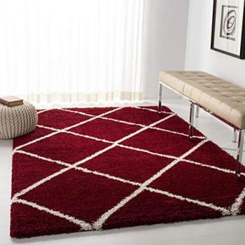 Safavieh Hudson Shag Floor Rug – Flokati Design, Red/Ivory