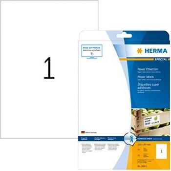 Herma No. 10911 White Universal Print Labels, A4 size 210 x 297mm