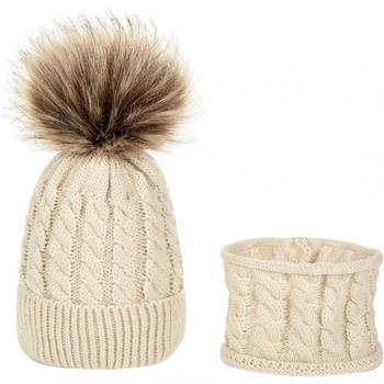 0-3 Ages Knit Hat and Scarf with Pom Pom for Babies