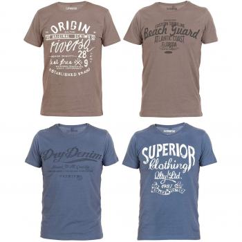 Riverso Herren T-Shirt RIVLeon Rundhals O-Neck Kurzarm Tee Shirt Print Regular Fit 100% Baumwolle XL Blau