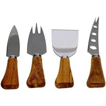 Service à fromage en bois et en acier inoxydable, 4 couverts, Table passion