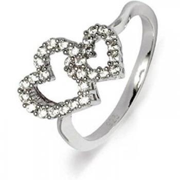 Bague en Argent 925 Cœurs entrelacés avec Zirconium