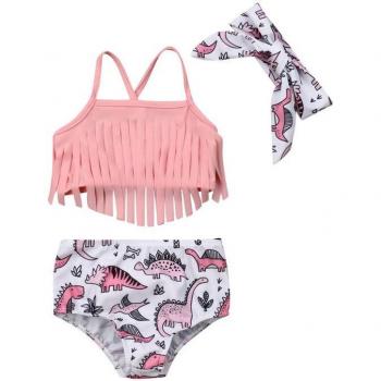 Süßer Dino Bikini mit Quasten für Kleinkinder