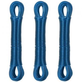 Filo Stendibiancheria Relaxdays Blu 20 m – Set di 3 con Acciaio e PVC
