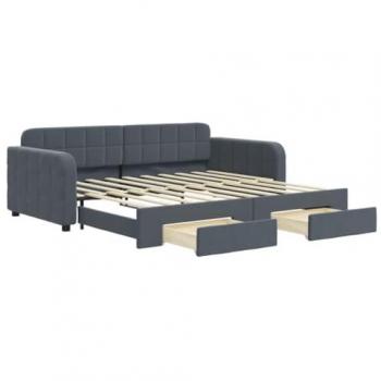 VidaXL Dunkelgraues Tagesbett mit Schubladen und Ausziehfunktion 90x190 cm Samt