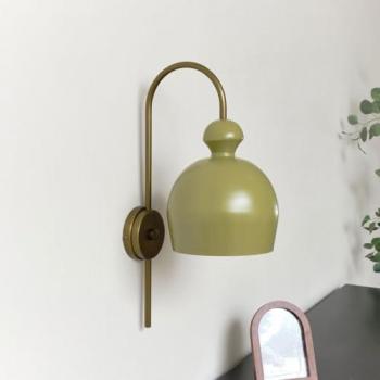 Olive Green and Brass Decorative Wall Light