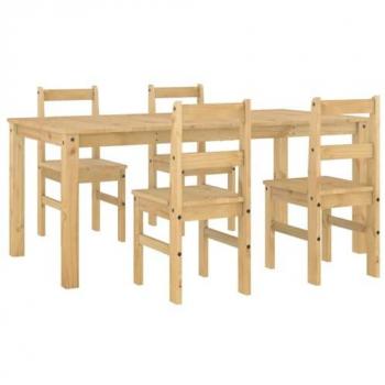 Panama 5 Piece Solid Pine Dining Set with Honey Wax Finish