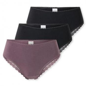 SCHIESSER Brazilian 3er-Pack Spitze schwarz/lila – Damen, Gr. 38
