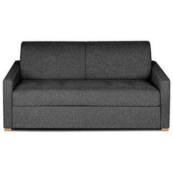 Canapé Birdy 140cm Convertible Rapido Matelas 16cm Mono Assise Tweed Gris Graphite