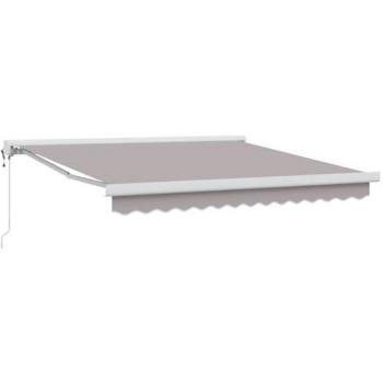 Light Grey 3.5m x 2.5m Manual Retractable Awning – Fabric with Metal Support