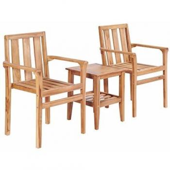 VidaXL Teakholz Bistro-Set, 3-teilig für den Garten
