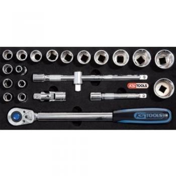 Conjunto de llaves de conexión ½ Chromeplus KS Tools – 22 piezas con anexo 1/3 Schubfläche