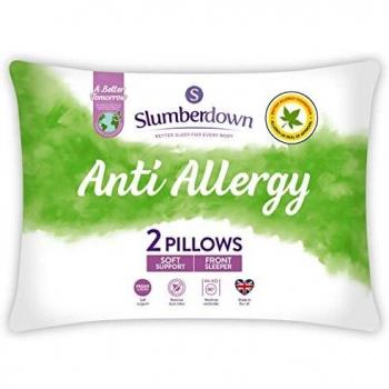 Slumberdown White Anti-Allergen Pillows with Soft Support for Front Sleepers (2 Pack)