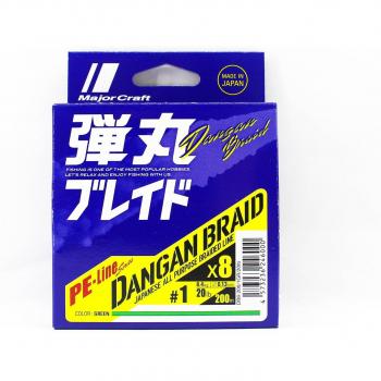 200 m Major Craft Dangan Green Braid Line, X8 PE, 20 lb (6000 denier) – DB8‑200/1GR