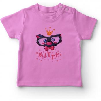 Camiseta Rosa para Bebé con Gato y Corona