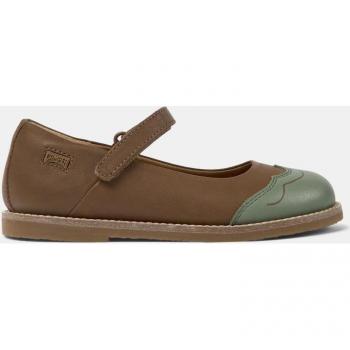 Camper Kids TWS 2024 Baila‑Marrón: Piel Lisa con Detalle de Pespuntes y Punta Brillante