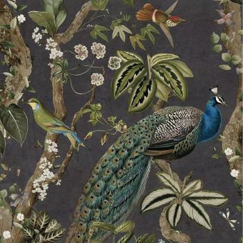 Peacock Woods Tropical Floral Jungle Exotic Birds Wallpaper