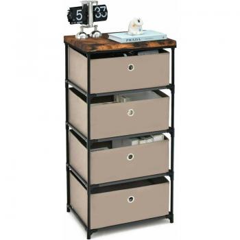 Commode Industrielle 4 Tiroirs en Tissu pour Chambre