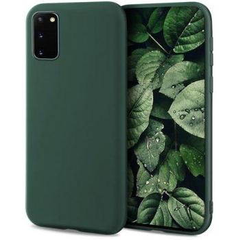 Moozy Vert Nuit Coque Silicium pour Samsung S20 – Design Minimaliste, Finition Mâtée