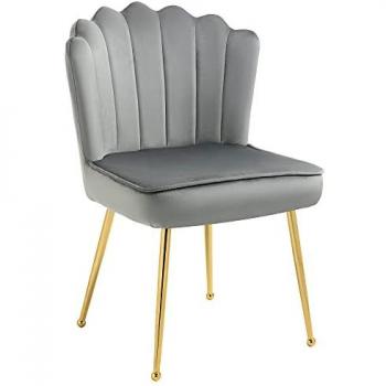 HOMCOM Velvet-Feel Shell Luxe Accent Chair Home Bedroom Lounge with Metal Legs