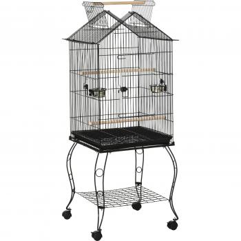 Jaula para Pájaros con Ruedas PawHut 50x58x145 cm y 3 Perchas