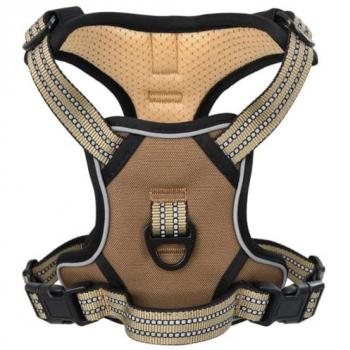 Kit de sécurité canine vidaXL : harnais + bandes réfléchissantes marron M
