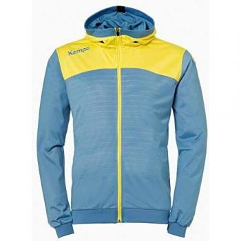 Kid’s Kempa Emotion 2.0 Jacket with Hood – Dove Blue & Lime Yellow, 128 cm Male