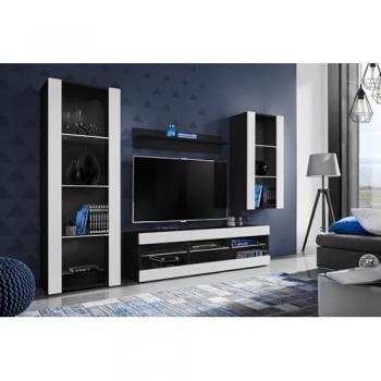 Komodee Tivoli – Ensemble Meubles Salon, Noir/Blanc, Sans LED