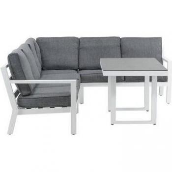 Venture Design Barcelona Horntaktik – Grå Dynor, Glas och Vit Aluminium