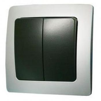 Interruptor Doble Empotrable Plata/Gris