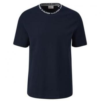S.Oliver Kurzarm T-Shirt mit Schriftprintkragen