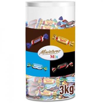 Mini‑Barres Chocolatées Mix – 3 kg (Snickers, Bounty, Twix, Mars)