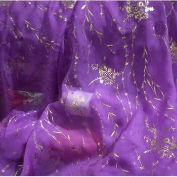 30D Bronzing Chiffon Fabric with Willow Branches for DIY Cosplay Dress