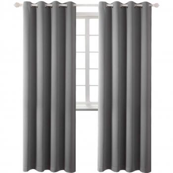 Verdunkelungsvorhänge 175 cm x 140 cm mit Ösen, Grau, 2er Set