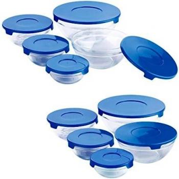 Tupperware de Vidrio con Tapas en Color Azul