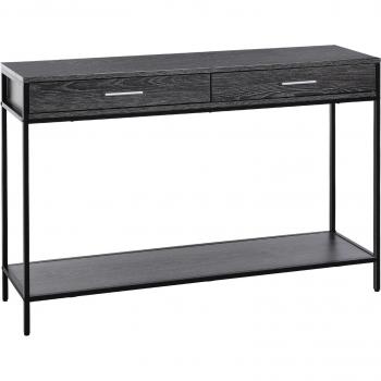 Homcom Dual‑Drawer Worktop Console, Minimalist Design, Grey Wood Accent