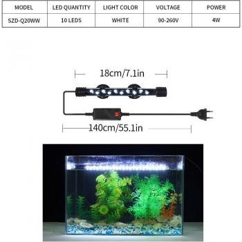 Lumière LED Étanche pour Aquarium avec Pince 18/28/38/48CM