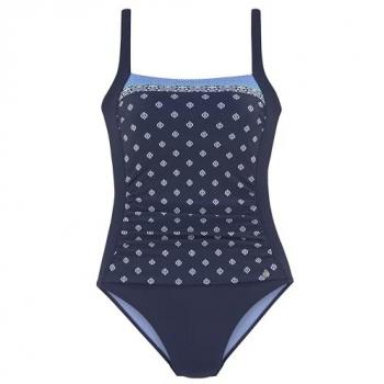 Lascana Damen Badeanzug (Nachtblau), Gr. 52, Cup D – Recycling‑Polyamid mit Druckdesign