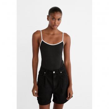 Baggy-Shorts aus schwarzem Denim mit Zierfalten von Stradivarius 36