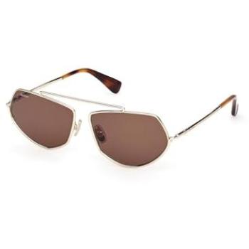 Max Mara Gold‑Brown Metal Round Lenses – 32E Size