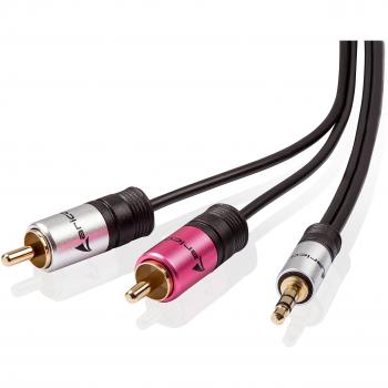 Aircona 1 m Y‑Split Aux‑Kabel – 3,5 mm Klinke zu 2× Cinch