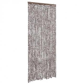 Chenille Fly Curtain Brown and White 100x200 cm