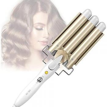 Hot Styling 25mm Gold Curler – Dual Temp 3‑Barrel Ceramic Tongs, Fast Heating