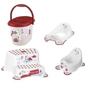 Colección “Minnie & Ratón” – Kit completo de 4 piezas con WC, orinal, taburete y cubo
