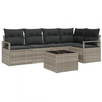 Vidaxl Set de canapé extérieur 6 pièces – coussins gris clair