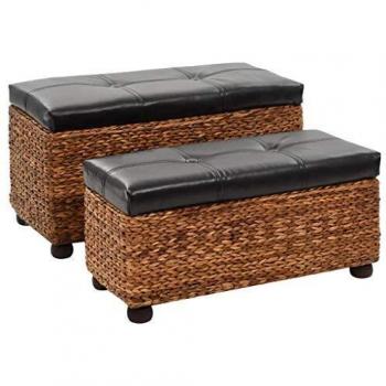 Brown Seagrass 2-Piece Bench Set