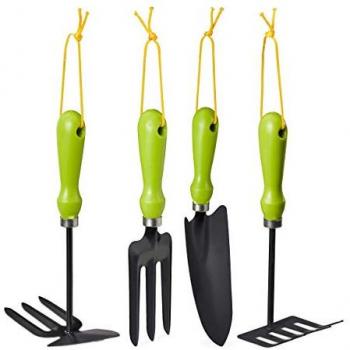 Attrezzi da Giardino 4 Pezzi in Ferro Verde