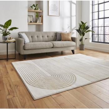 Grey and Gold Metallic Swirl Area Rug