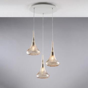 BONETTI ILLUMINA Designer-Pendelleuchte aus Metall mit Pyrexglas 3-flammig H.41